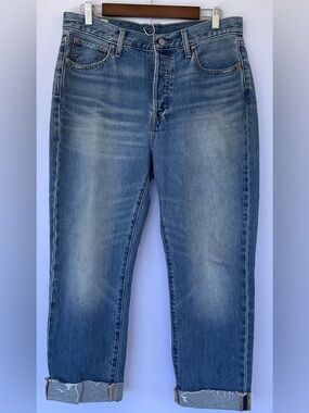 GAP Denim Women’s Boyfriend Mid Rise Jeans Button Fly Raw Hem Size 30 10